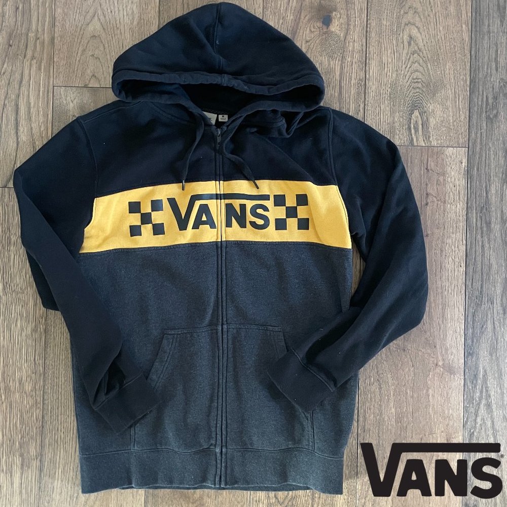 Like new! Vans yellow/black/gray striped hoodie jacket - sz. M